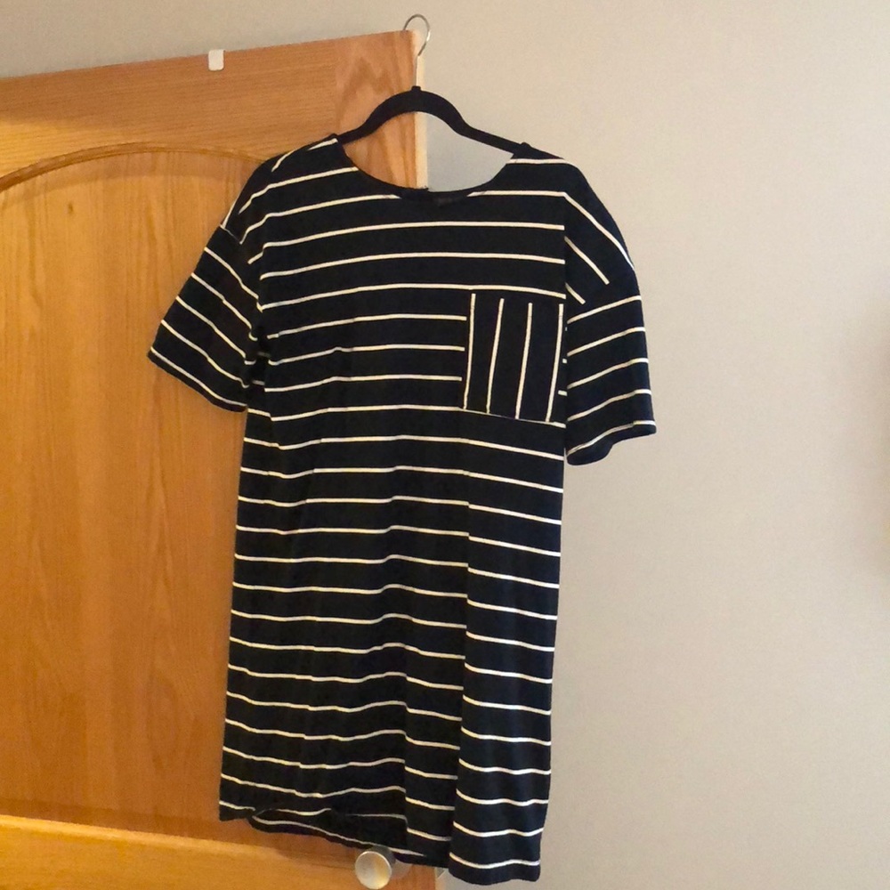 Banana Republic Blue and White Strip T-Shirt Dress